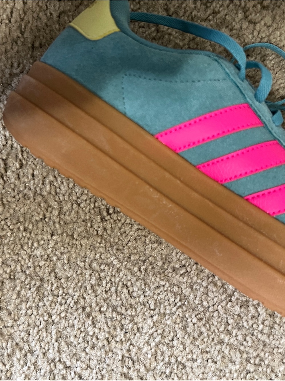 adidas VL Court Bold Teal & Hot Pink Platform Sneakers - Picture 5 of 7
